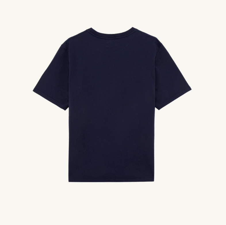 CAMISETA DE ALGODÓN CON LOGO BORDADO AZUL